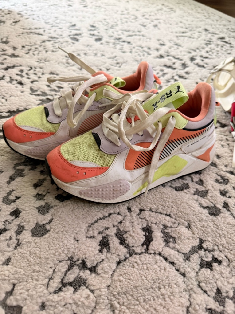 Puma Colorblock Sneakers in White, Coral & Lime